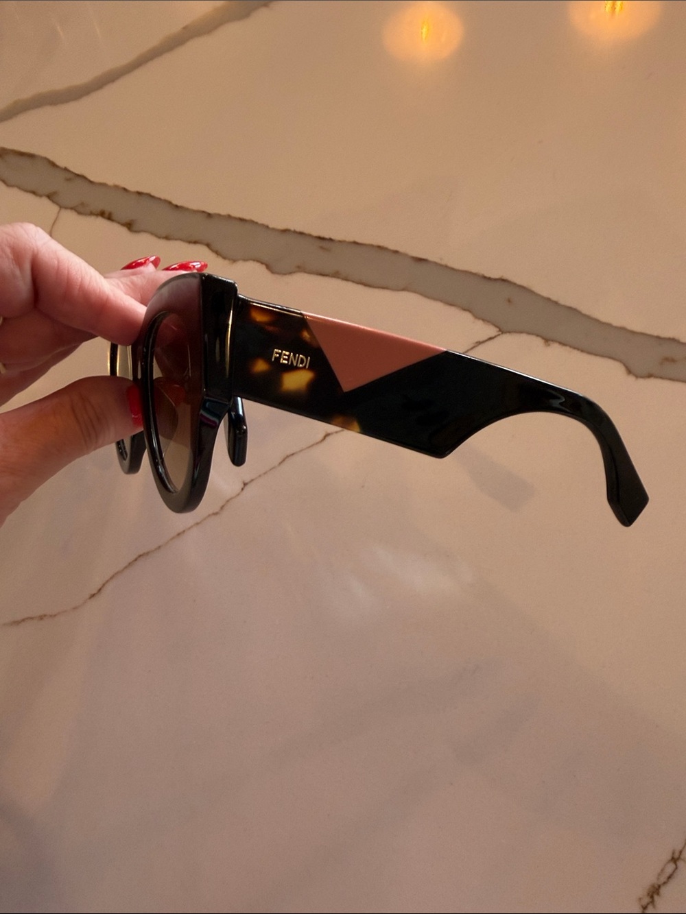Fendi Black Tortoiseshell Sunglasses with Pink Accent